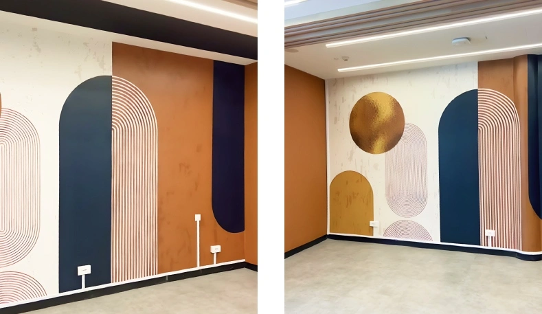 Two Side Wall Condition After Wallpaper Installation